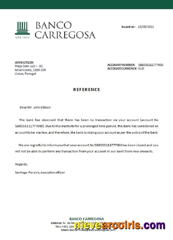 Portugal Banco Carregosa closure reference
